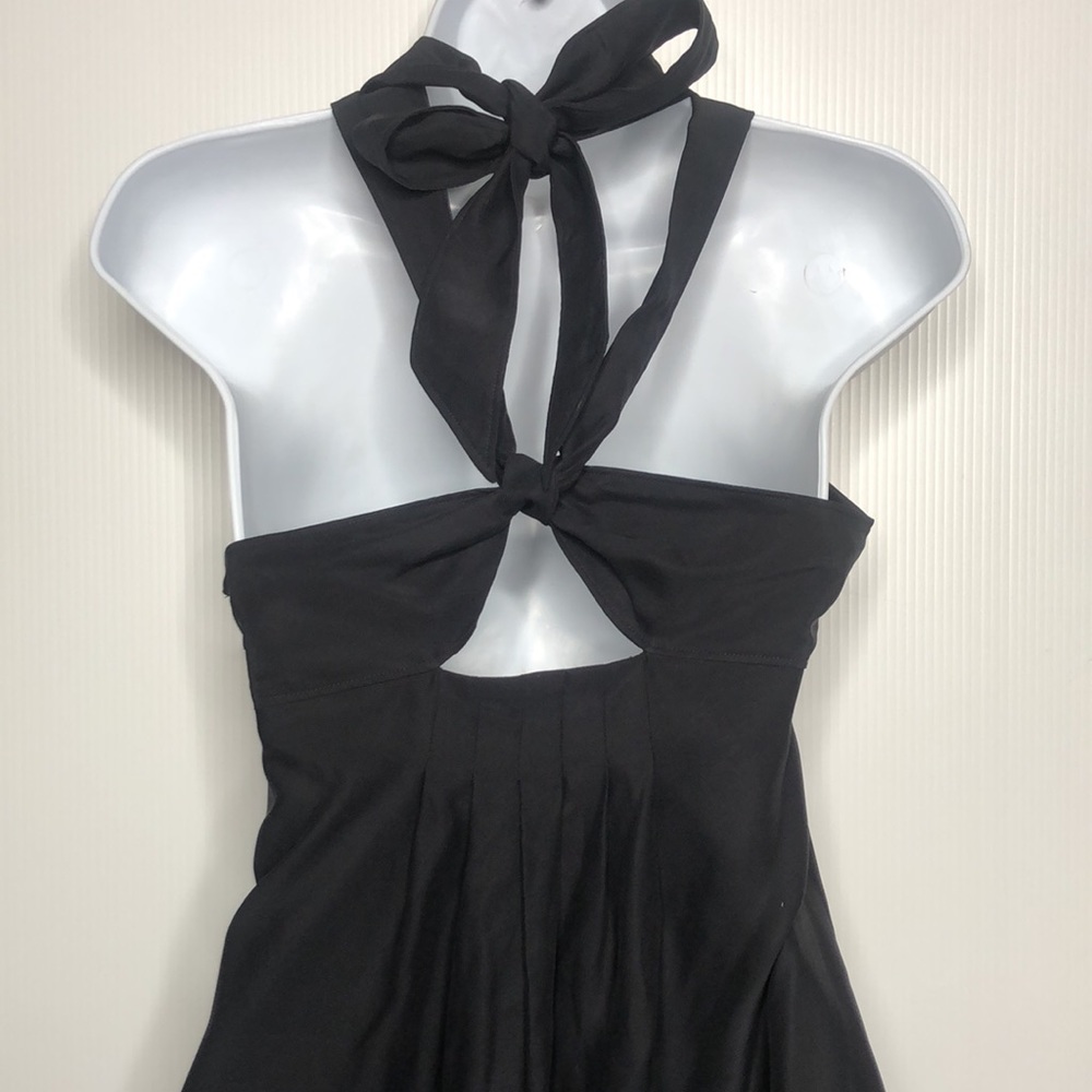 Cynthia Cynthia Steffe Black Tie Neck Silk Cocktail Dress Size 6 - Picture 11 of 15